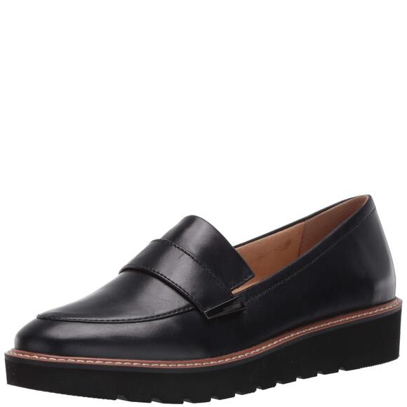 Naturalizer Shoes - Naturalizer Womens Adaline Platform Loafers Black Leather 8.5 Medium